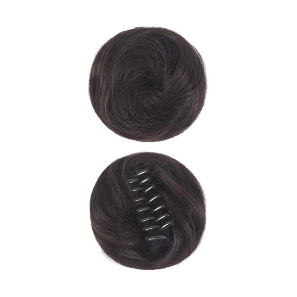 Kvinnor Flickor Chignon syntetiskt hår Bun Clip On Hårstycke Extens black L