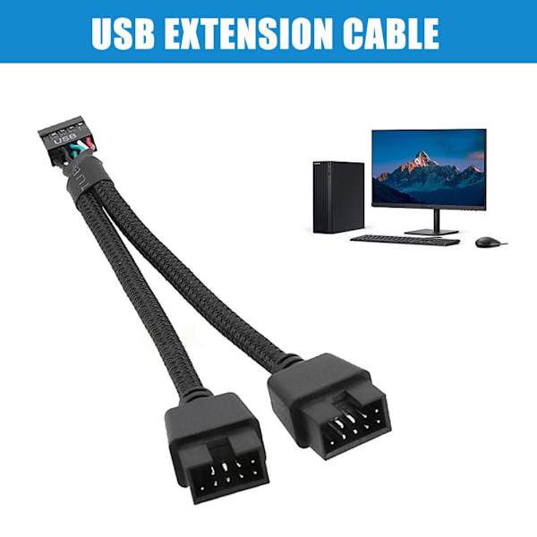 Moderkort Förlängningskabel 9Pin USB 1 Hona till 2 Hane *> CORD- Y ( O3A8