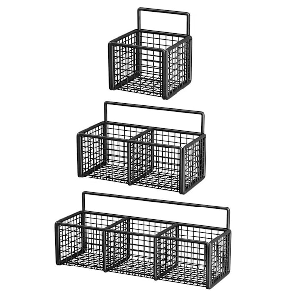 Vägghängd Förvaringshylla för Lök, Ingefära och Vitlök, Multifunktionell, Punch-fri C8e8 blackC triple grid