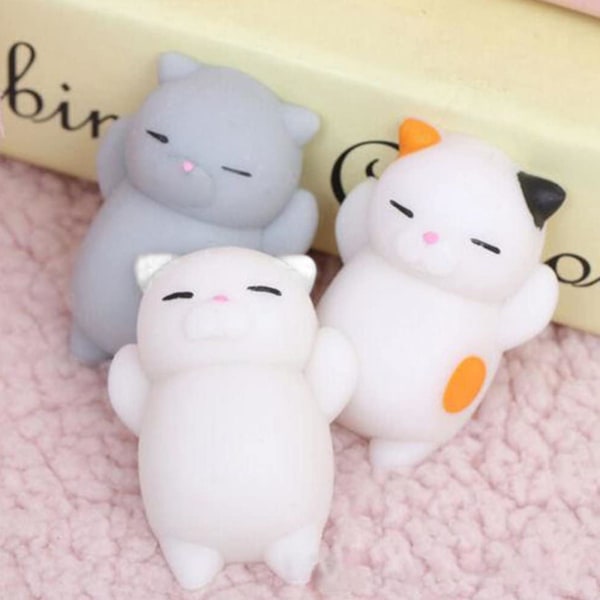 Mini Squeeze Toy Söt tecknad Squishy Kawaii Pink Cat Dekompress grey 1pcs