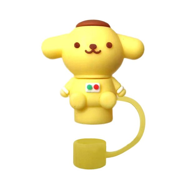 Cinnamoroll Mymelody Kuromi Tecknad Silikon Sugrörstillbehör Sugrör Dammskydd Dricksglas Lock C9k0 yellow 1pc