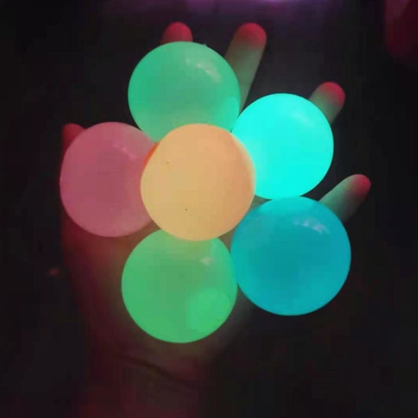 Fluorescerande Globbles Boll Klibbig Självlysande Dekompressionsleksak Kläm Stress Barn C2t8