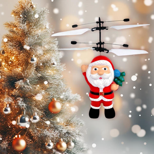 Flygande Jultomteleksaker, Jultomteflygplansleksak, Elektrisk Jultomtehelikopterleksak, Infraröd Induktionskontrollleksak, Jultomte