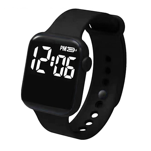 LED Elektronisk Klocka Mode Regnbåge Fyrkantig Silikonklocka Studentarmband Fitness Mode J5O4 Black One size