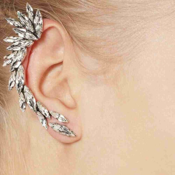 Punk Crystal Ear Climbing Örhängen Vintage Ear Cuff Clips på Wra silver One-size