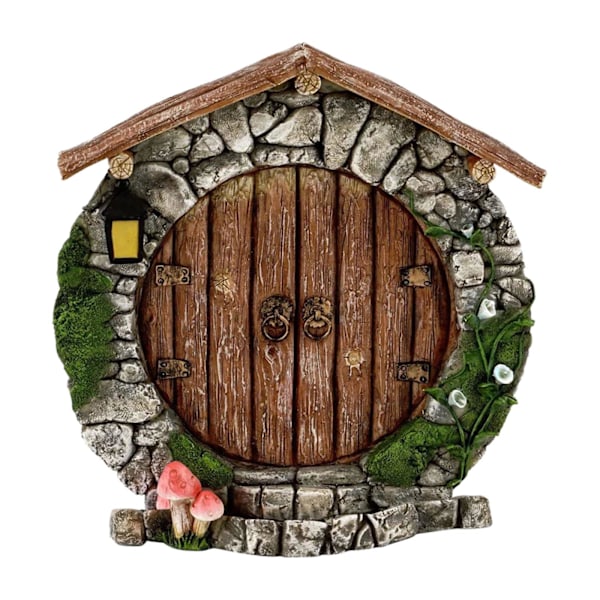 Wokii Miniatyr Fé Gnome Hem Fé Trädgårdsdörr Trädgårdstomtar Utomhus Féhus Miniatyr Hem Fönster Och Dörr Passar för Träd Statyer Tr A One-size