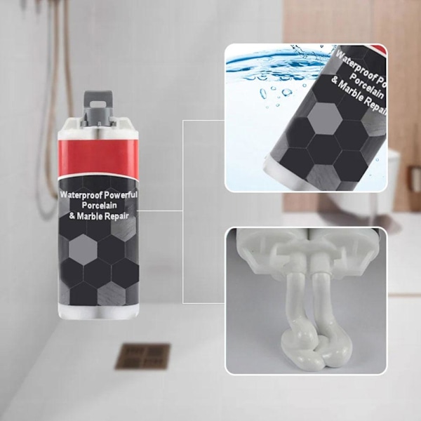 LZYWOD Keramisk Kakelreparationssats, Keramisk Kakelreparationsmedel Marmorgolv Och Badrumsgrop Reparation Reparation Reparation Glasyr Pa Spricka F 50ML