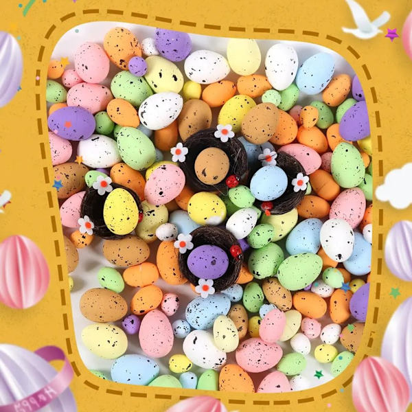 Påskägg Färgglada Skumpartiklar Prickiga Ägg Äggdekoration Duvägg Högtidsfågel U0l3 2*3cm 50pcs