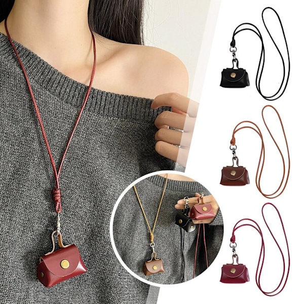 Dam Liten Väska Halsband Vintage Läder Växelväska Kedja Liten Väska Tröja Läder Växel Y1o5 Red 1pcs
