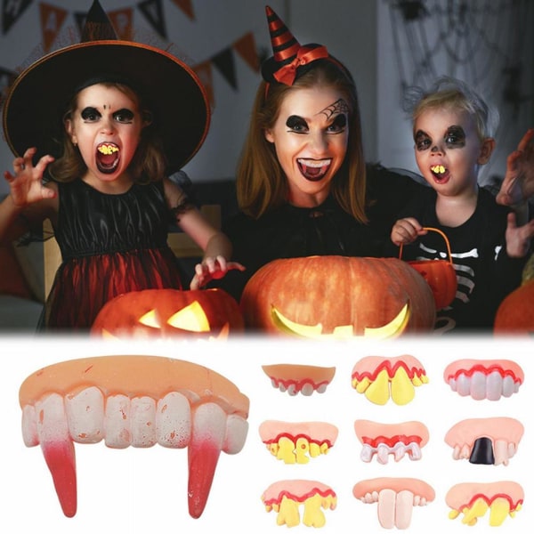 Halloween Tricky Toy Cosplay Tandproteser Dekorationer Toy Funny Vamp Big incisors one size