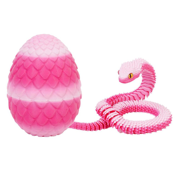 3D-printad Cool Eyes Orm med Ägg, Multi-ledad Rörlig för Vardagsrum Heminredningstillbehör Q8b3 Powdered lollipop Snake with Egg