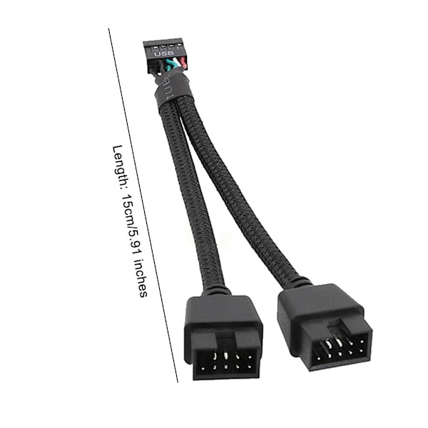 Moderkort Förlängningskabel 9Pin USB 1 Hona till 2 Hane *> CORD- Y ( O3A8