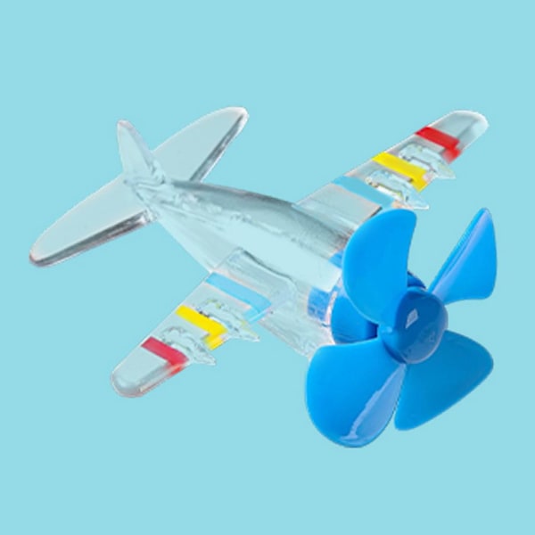 Elektrisk Cykel Dekoration Vinddriven Litet Flygplan Bil Leksak Trefärgade Lampor Ornament E1p7 Blue One size