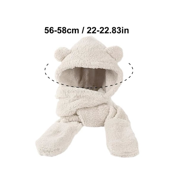 Varm Björn Öron Hatt Casual Plysch Hatt Halsduk Set Mode Vinter Björn Hatt Ny C9 U9M9 beige One size