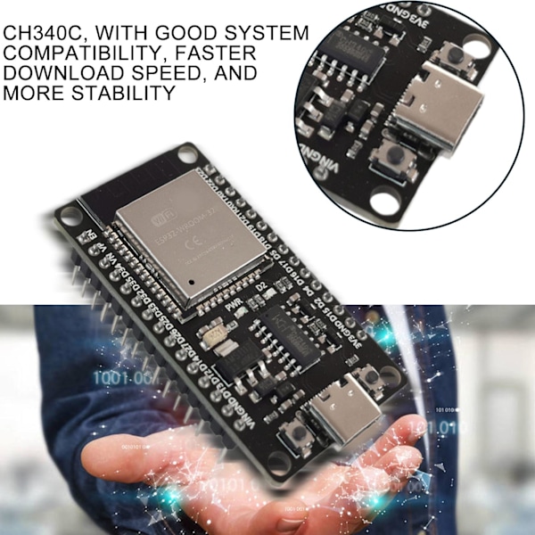 1 st ESP32 Utvecklingskort ESP32-DevKitC-32 ESP-WROOM-32 Expansionskort Q6D5 ESP32 CH340C One-size