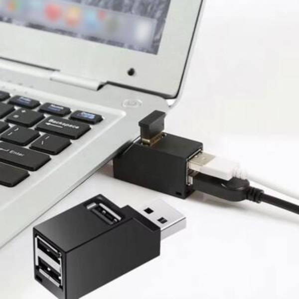 USB 3.0 Hub 3-Portars Mini Splitter Höghastighetsdataöverföring För PC, Laptop black USB2.0