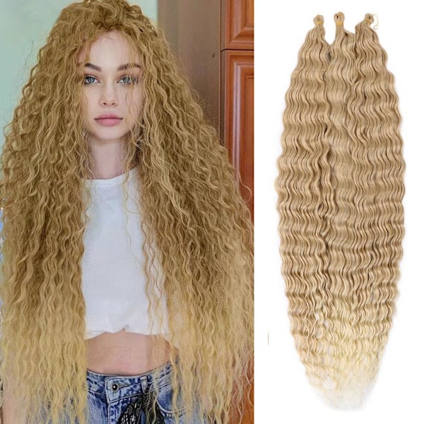 30 tum lång Deep Twist syntetiskt hår Deep Curly Hair Extension. T1B BUG onesize