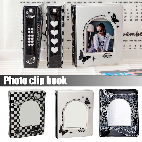 CZQIKEDA Mini Fotoalbum, 40 Fack Kpop Fotokort Hållare, 3 Inc white+black One-size