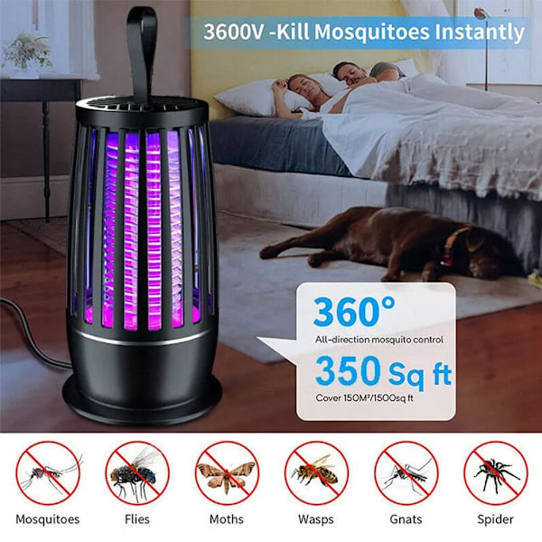 1-pack Elektrisk Myggdödarlampa Portabel LED-lampa Flugsmälla J4P1 Bug X4R2 Black One size