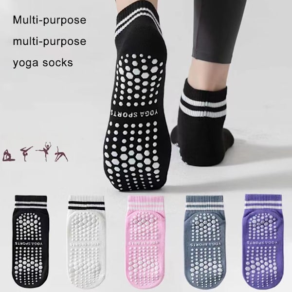 Gripsockor för kvinnor, halkfria pilates yogasockor med dubbla ränder, halkfria träningssockor Z6c9 5pc 5pcs