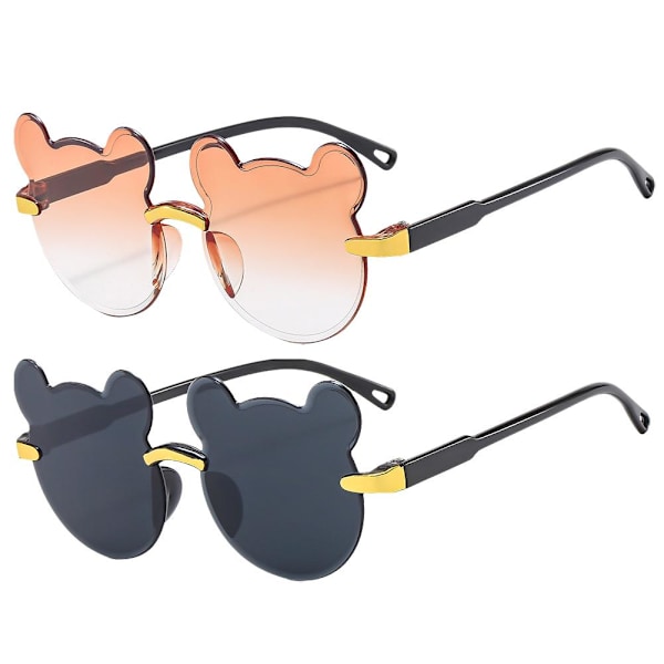 Flickor Pojkar Bågformade Solglasögon Tecknad Björn Barn Anti-UV Utomhusglasögon V3B4 black one-size