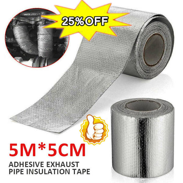 5mx5cm Värmeskyddstejp Silvertyg Värmeskyddstejp Självhäftande I