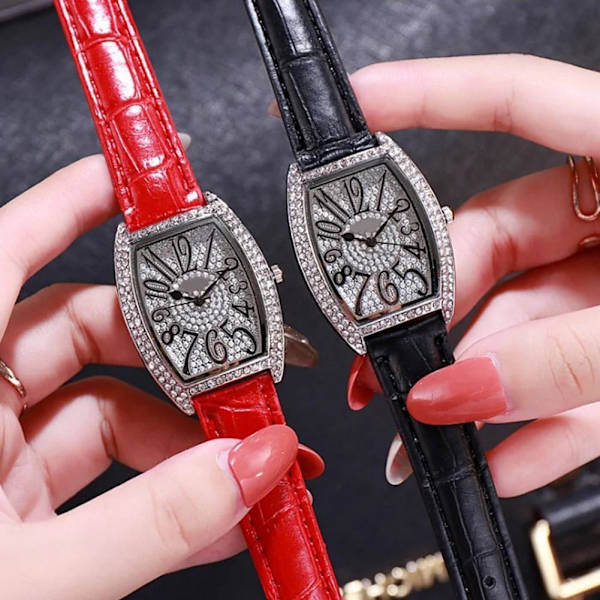 Dam Quartz Klocka Retro Stil Tunnformad Armbandsur Klocka Kvinnlig Student C3s0 Red One size