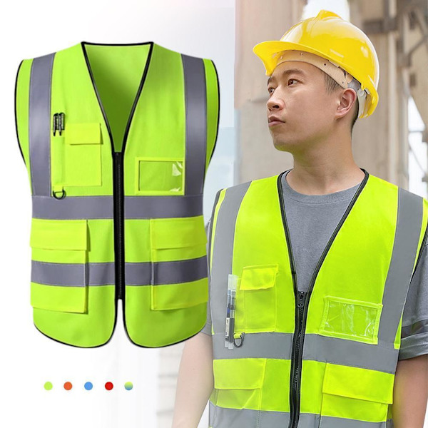 1 st Reflexväst HÖG SYNLIGHET ARBETE VÄST SÄKERHET REFLEKTERANDE I1T2 Fluorescent yellow Mesh fabric
