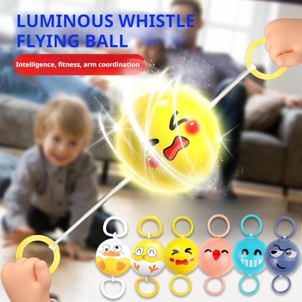 Roterande Lysande Visselpipa Flygande Boll Leksak Dragande Svänghjul Blixt Barn Visselpipa Boll Yellow 1pcs