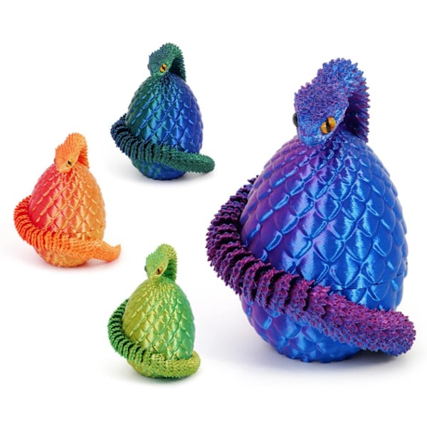 3D-printad Cool Eyes Orm med Ägg, Multi-ledad Rörlig för Vardagsrum Heminredningstillbehör Q8b3 Luminous colour Snake with Egg