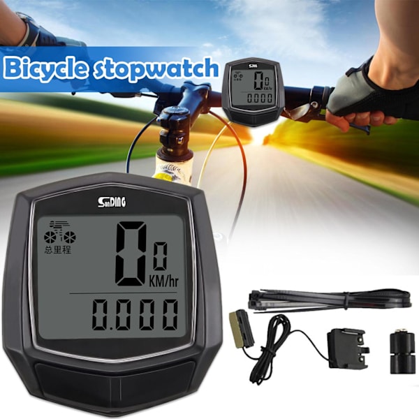 Trådbunden Cykeldator LCD Hastighetsmätare Odometer Speedo Vattentät USN