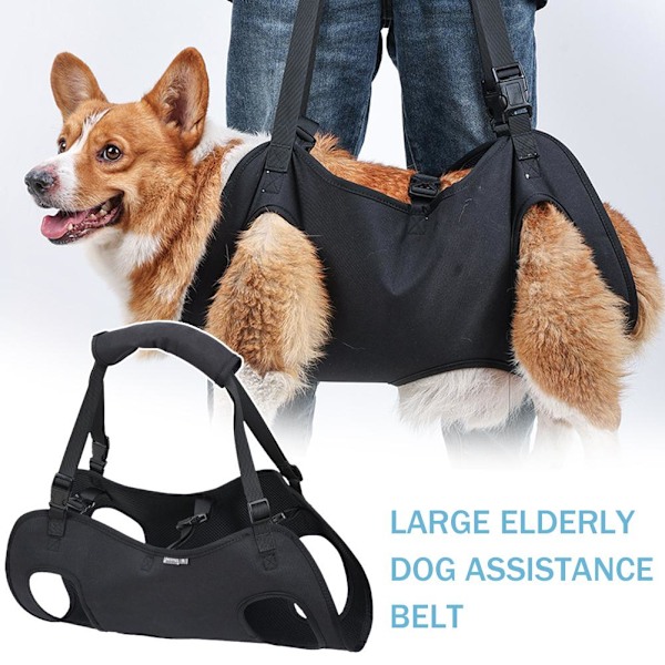 Bekväm hundsele för hundbensstöd Lyfthjälp för skadade äldre D Q8J4 BlackD XL