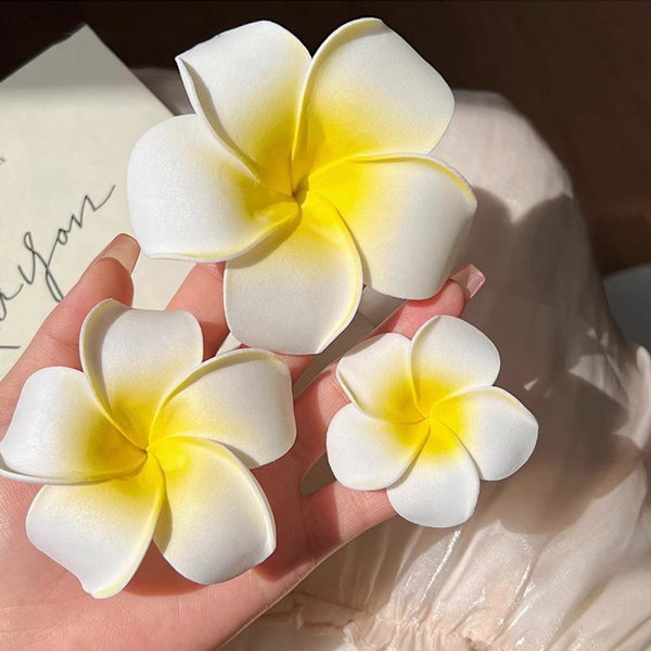 Falsk Äggblomma Hårnål Hawaiiansk Klämma Rese Huvudbonad Äggblomma ,` х( R8A7 R2F3 WhiteB large