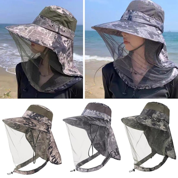 Stor solhatt med bred brätte för män, sommarfiskehatt, vandring U6O4 UV-fiske P3X8 Army Green 1pcs