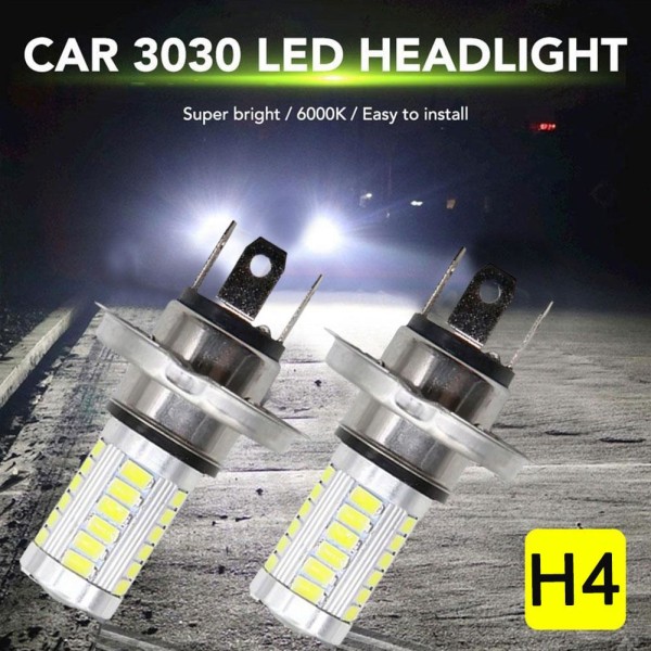 H4 LED-lampa Bilstrålkastare 33 SMD 5630 5730 Glödlampa Auto Autom 2pcs H4 one size