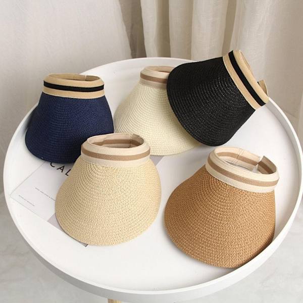 Randig Beige Tom Topphatt Barns Trendiga Ihåliga Hatt Solhatt Utomhus Vävd Gräs Strand L0D0 Khaki One size