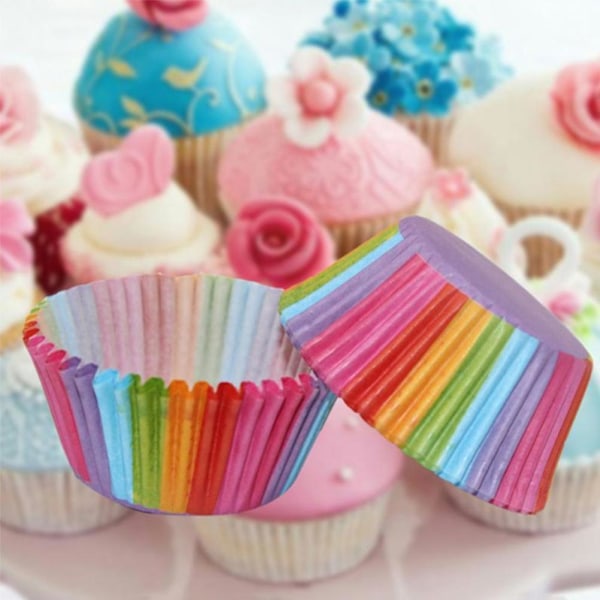 Kvalitets Muffins- och Cupcakeformar i Papper - 100st Bakformar N3O8 P4I7 Q1M6 U7I6 rainbow 1set