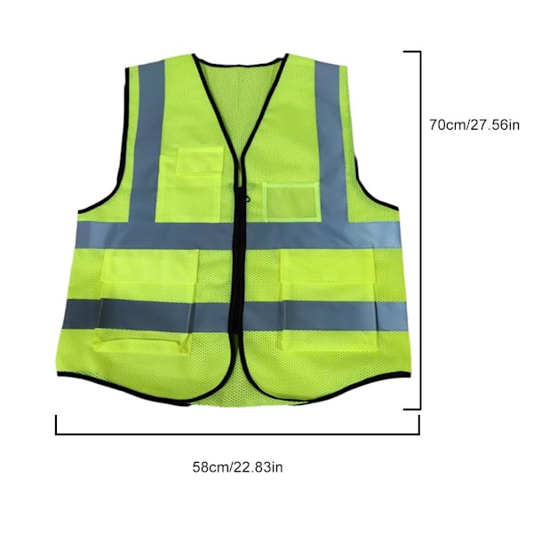1 st Reflexväst HÖG SYNLIGHET ARBETE VÄST SÄKERHET REFLEKTERANDE I1T2 Fluorescent yellow Mesh fabric