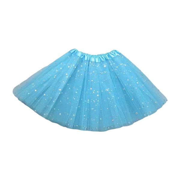 Glitter Barn Mesh Kjol Flickors Dansuppvisning Halv Kjol M5Y7 Kropp L4L5 Blue 1pcs