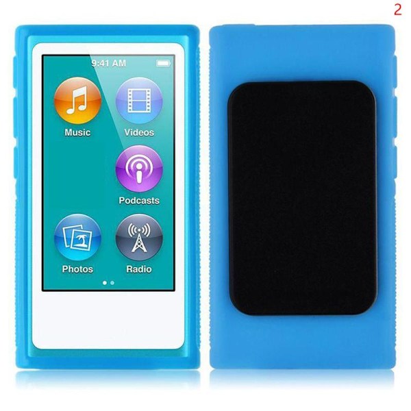 Skyddande mjukt gummiskal med bältesklämma för iPod Nano 7:e generationen blue B