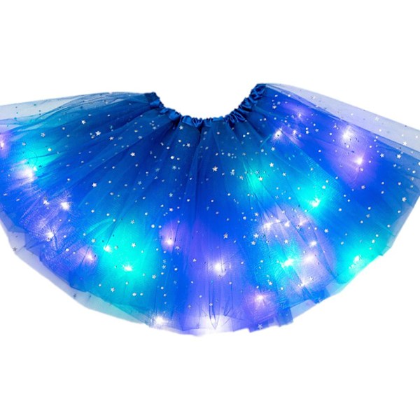 Mode Tutu Kjole Stjärn Paljett Ljusande Kjole Kreativa Ljusremsor Led Kjole B6p9 Blue One size