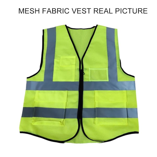 1 st Reflexväst HÖG SYNLIGHET ARBETE VÄST SÄKERHET REFLEKTERANDE I1T2 Fluorescent yellow Mesh fabric