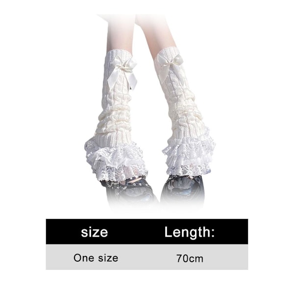 SS24 Y2K Söt Tjej Rosett Spets Mellanlånga Strumpor Vinter Benvärmare S1V2  white onesize