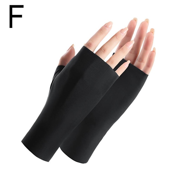 LIUZHIPENG Fingerlösa Handskar Sommar Is Silke UV-Skydd Halva black one size