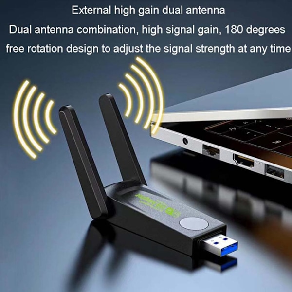 NY USB-3.0 WIFI-adapter 1300mbps trådlös Dongle Dual Band 2.4G 1300M one-size