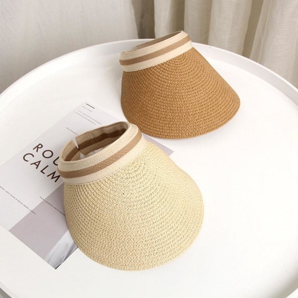Randig Beige Tom Topphatt Barns Trendiga Ihåliga Hatt Solhatt Utomhus Vävd Gräs Strand L0D0 Khaki One size