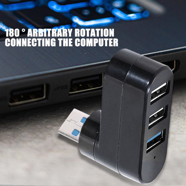 USB 2.0 High-Speed 3 Port Multi HUB Splitter Expansion Desktop P black One-size