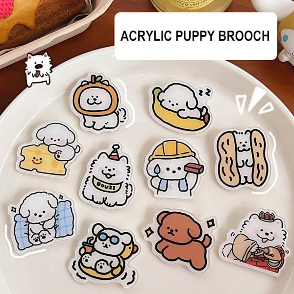 Ins Stil Söt Tecknad Akryl Valp Brosch Badge Grossist Väska Badges Utsmyckningar F5a8 style4 one-size