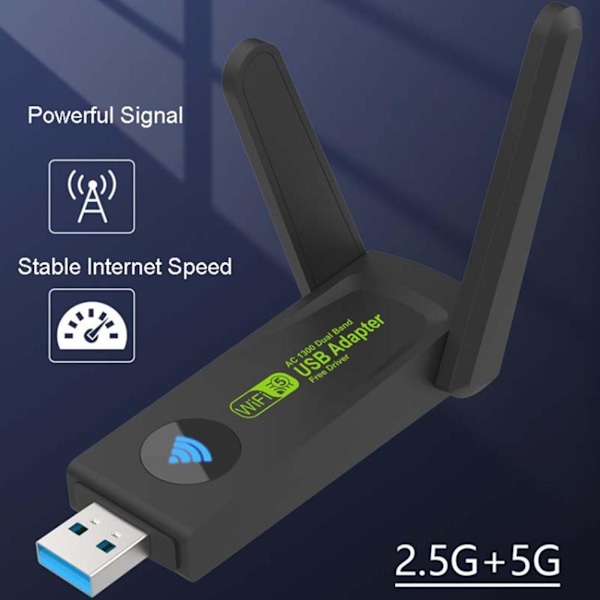 USB 3.0 WIFI-adapter 600/1300 Mbps Trådlös Dongel Dual C9M7 2.4G/5G Antenn Ny 1300M one-size