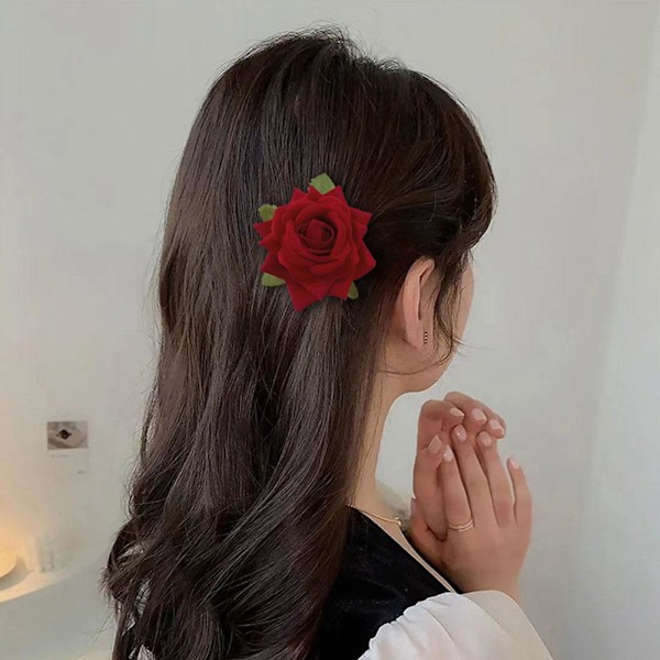 Ros Hårnål Högkvalitativ Hårnål för Lösa Hårstrån Anknäbbsklämma Högt Värde Brosch Hårprydnad Hårblomma W1B4 white one-size